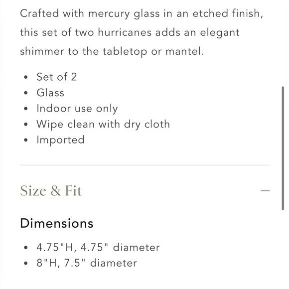 Mercury Glass Diamond Etched Set of 2 hurricane candle holders - Picture 5 of 15